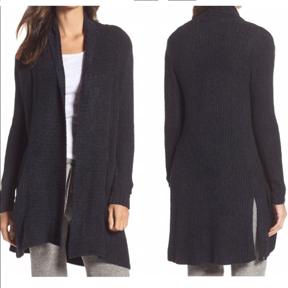 Barefoot Dreams Navy Blue Montecito Cardigan Sweater Small CozyChic Lite 494